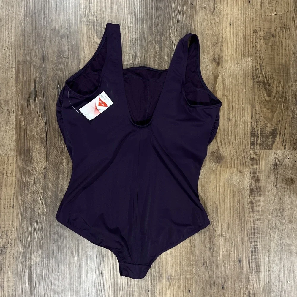 L.L. Bean Women's Swimsuit Size 24W Mast Purple Padded Self Bra Lycra Extra Life